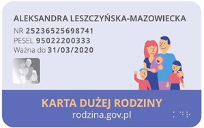 Ogólnopolska Karta Dużej Rodziny - rewers